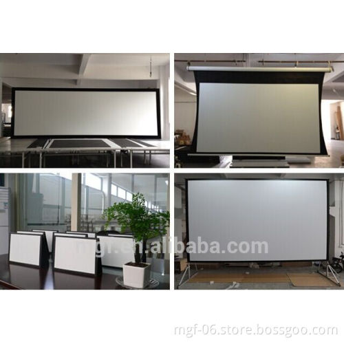 3D ceiling tension projector screen with aluminum case and built-in remote for home theater
